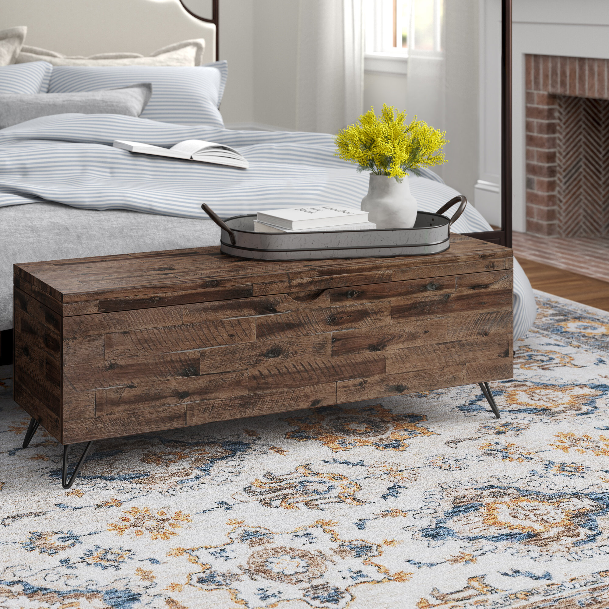 Three Posts Sherry Wood Flip Top Storage Bench Reviews Wayfair
